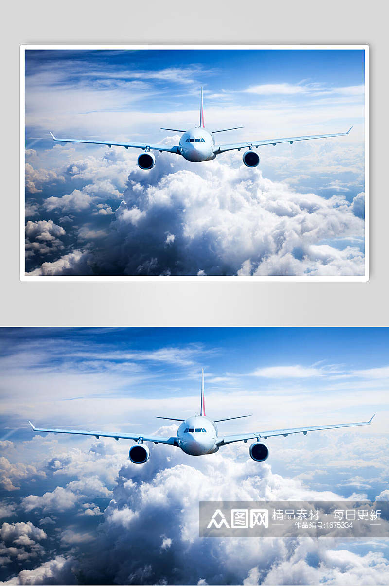 蓝白客运客机民航飞机高清摄影图片素材