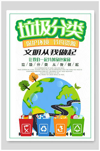 垃圾分类保护环境节约资源海报