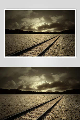 乌云笼罩铁路风景高清图片