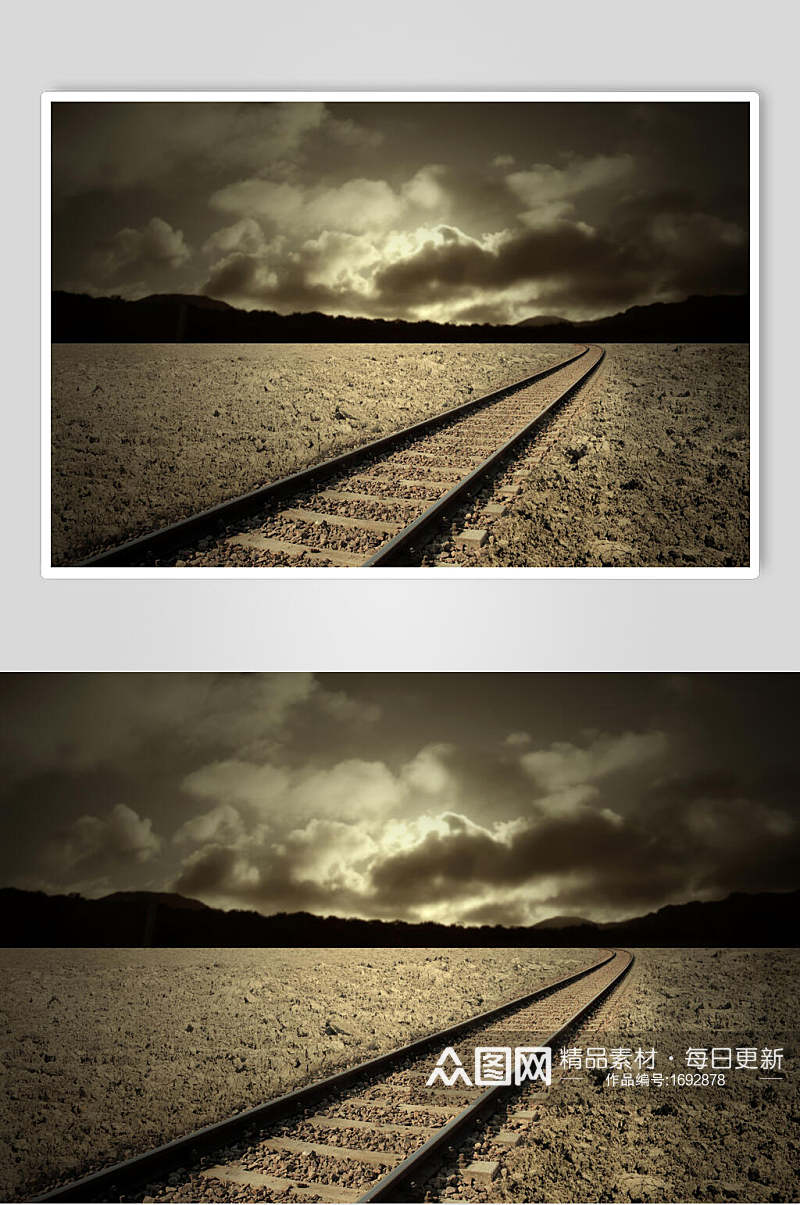 乌云笼罩铁路风景高清图片素材