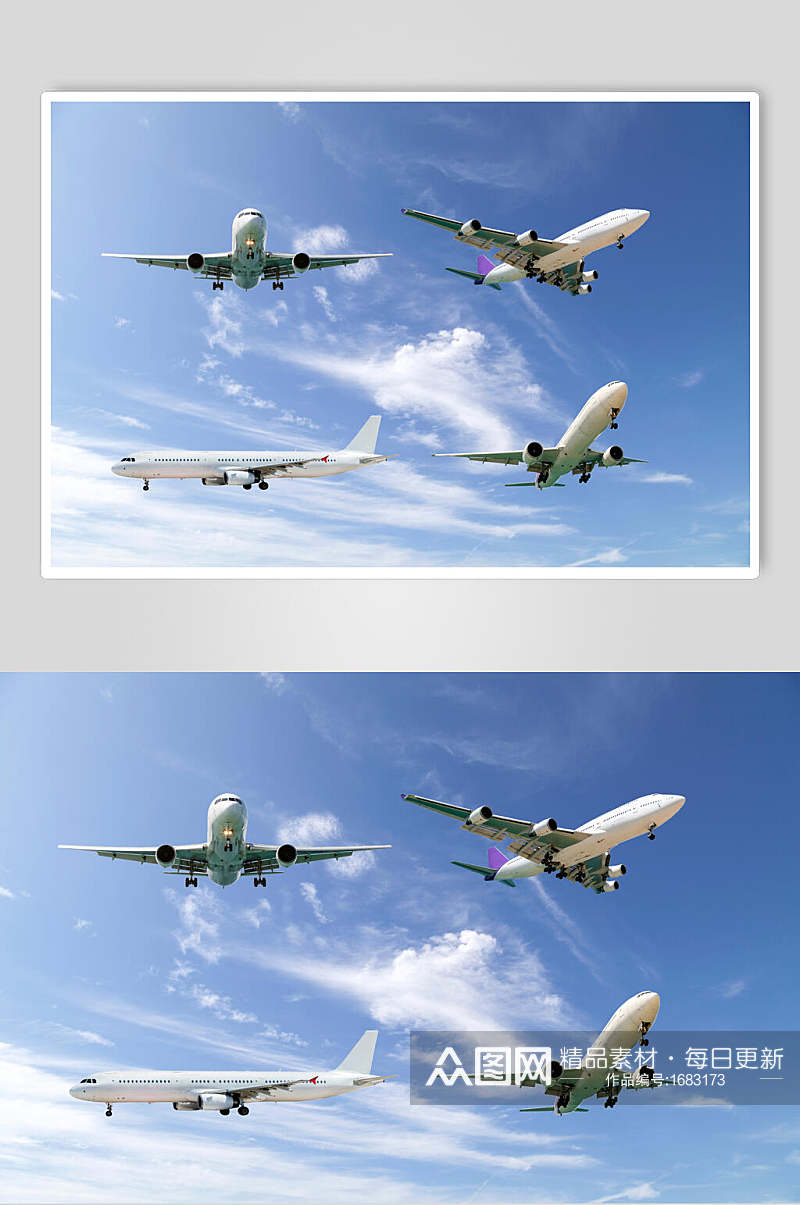 客运客机民航飞机四架飞机摄影图素材