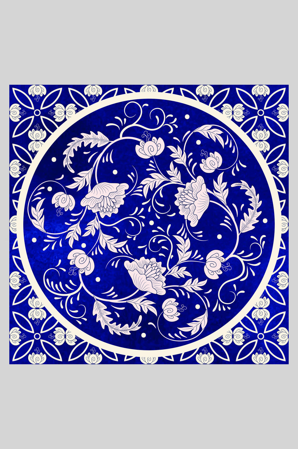 高端精致青花瓷底纹插画素材素材