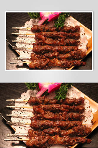 鸡柳烤牛肉串食品图片