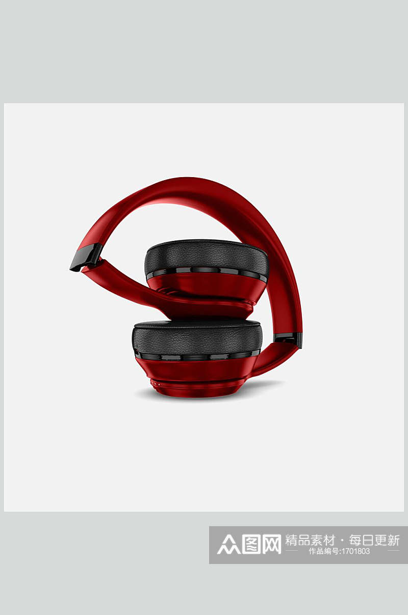 红色可折叠耳机样机效果图素材