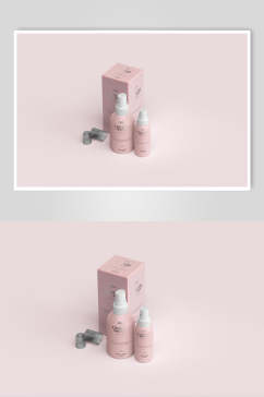 粉色高端化妆品包装样机效果图