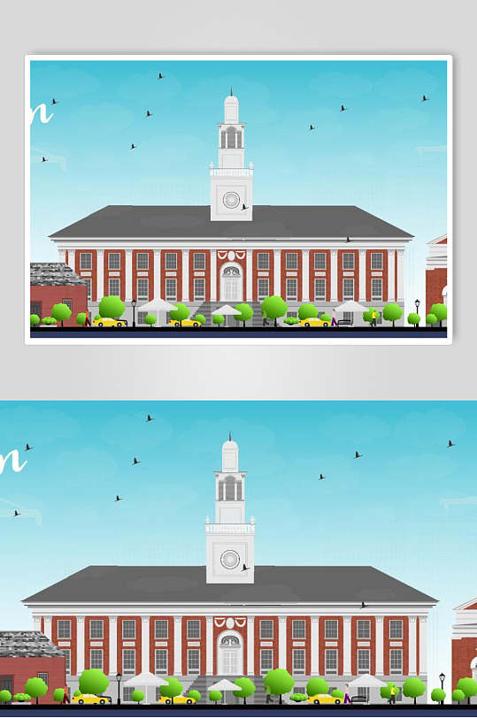 大型建筑礼堂插画设计