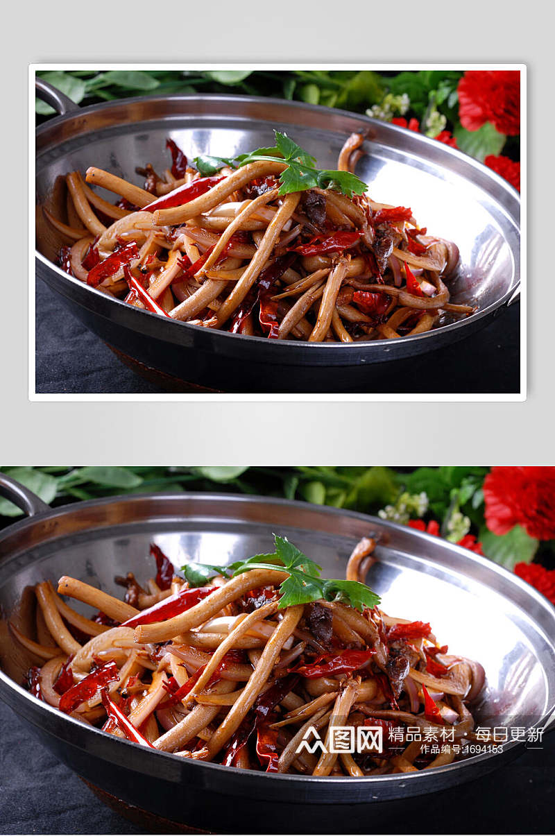 美味热菜干锅茶树菇餐饮美食图片素材