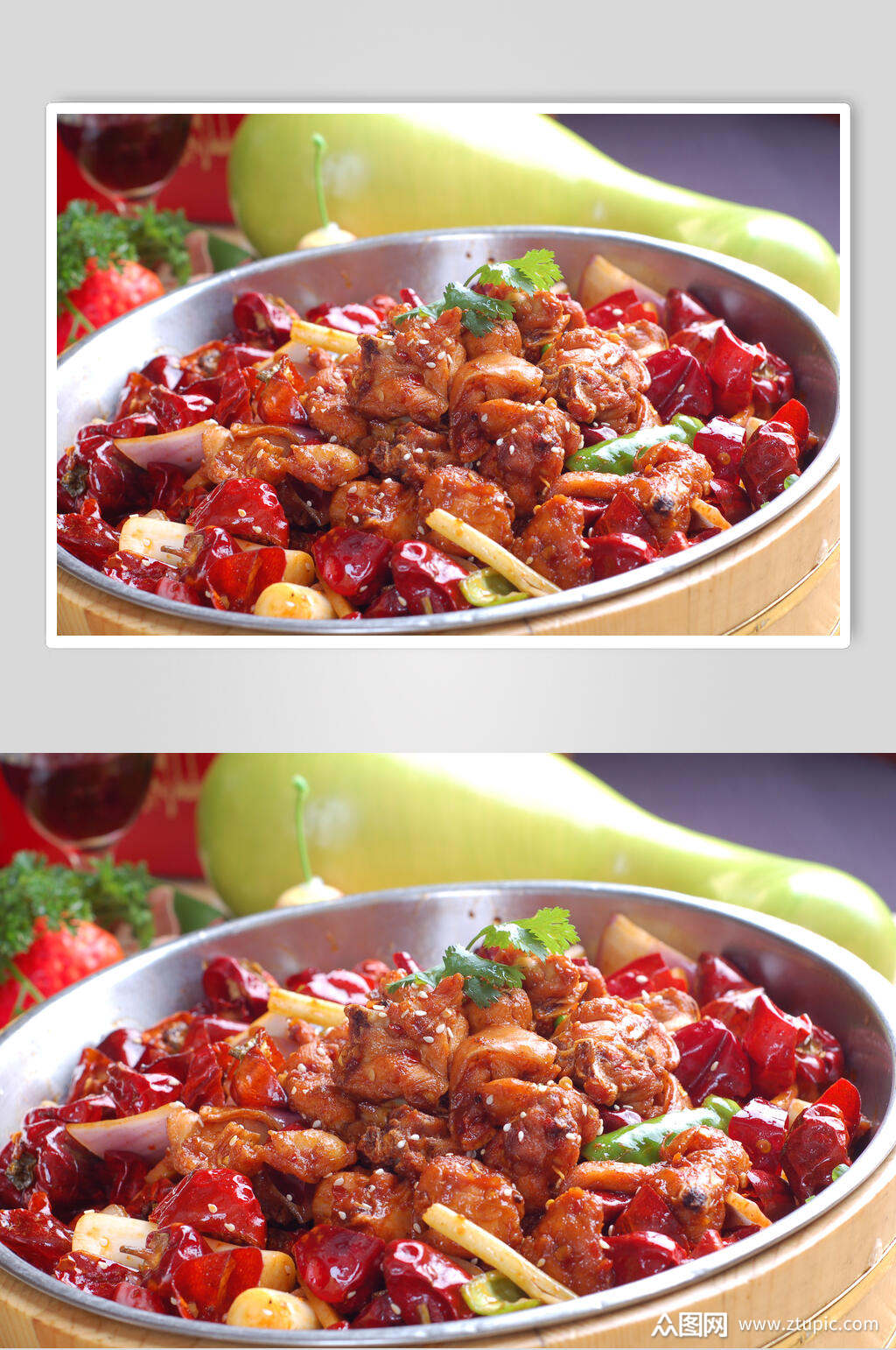 干锅风味干锅兔美食摄影图片素材