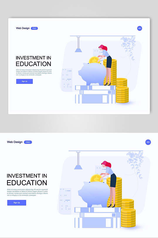扁平风增值教育首页商务插画设计