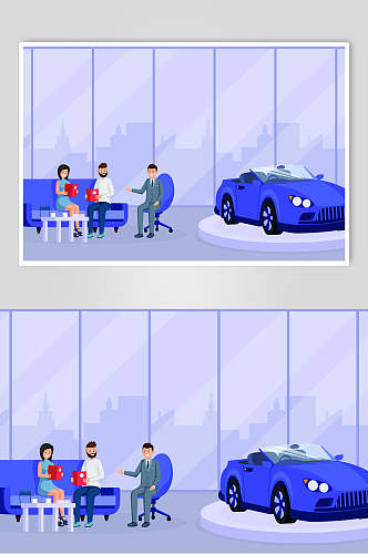 汽车售卖商务插画设计