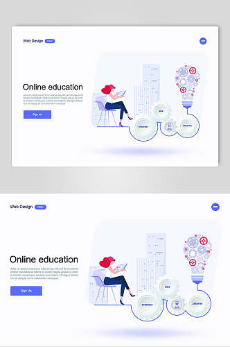 圆凹凸设计在线教育网页商务插画设计