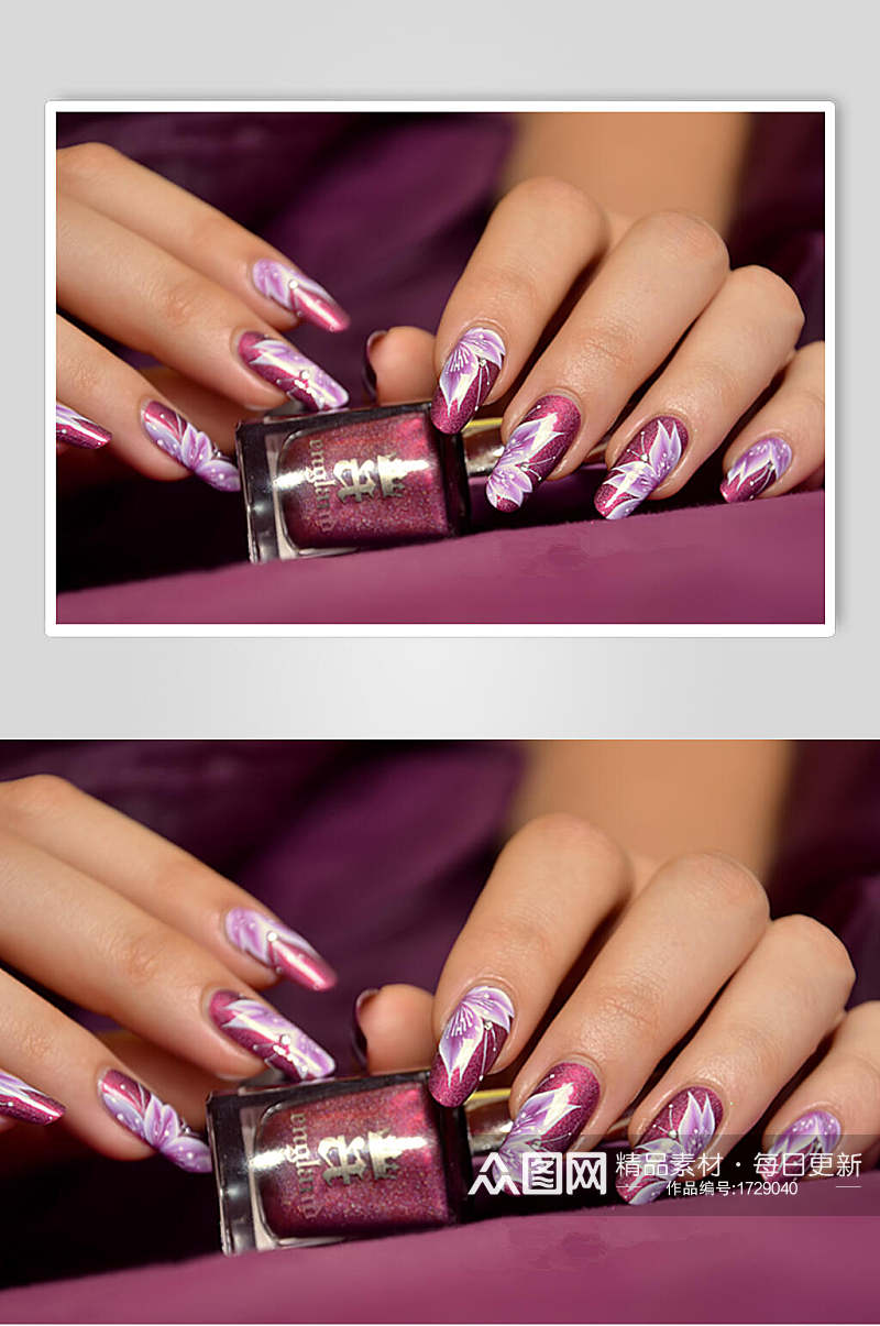 紫色美甲指甲油高清图片素材