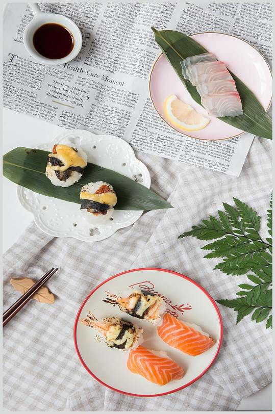 清新日式海鲜海鱼寿司美食高清图片