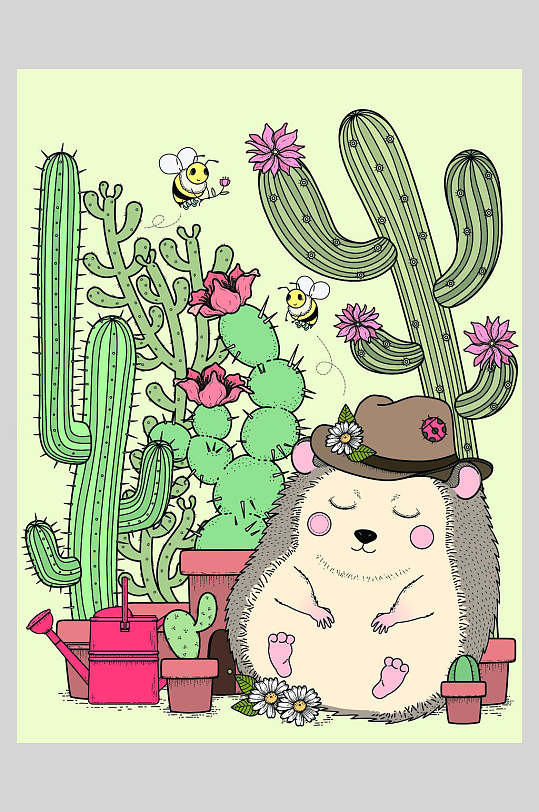 植物复古插画素材海报
