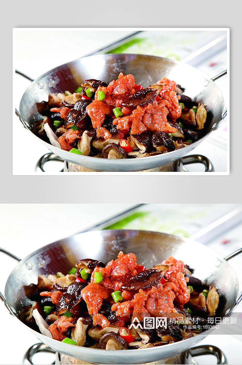 干锅鲜菇牛柳美食摄影图片素材