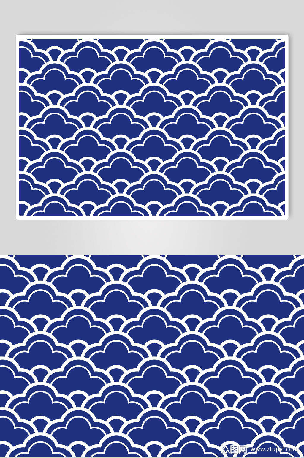 蓝色青花瓷底纹插画素材