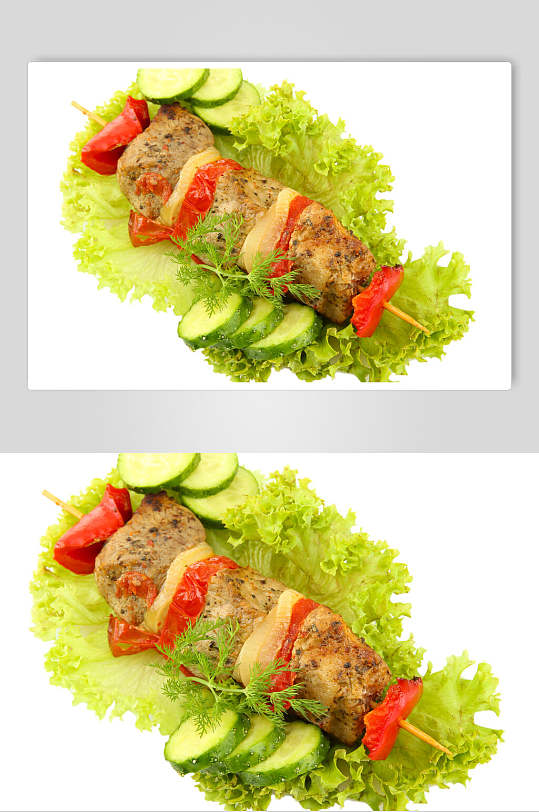 生菜烧烤烤串高清图片