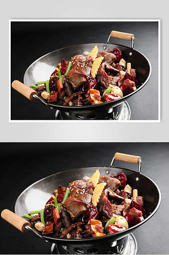 干锅带皮狗肉美食高清图片