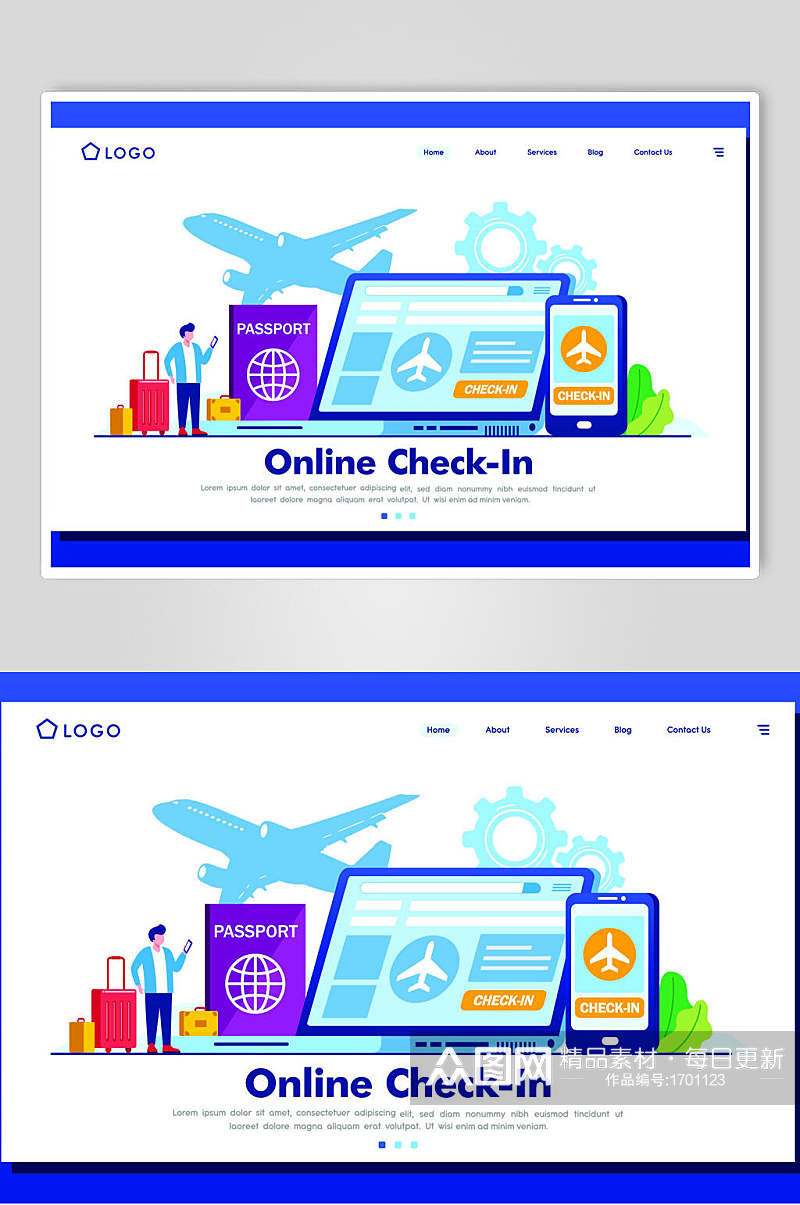 在线机票预订商务插画设计素材