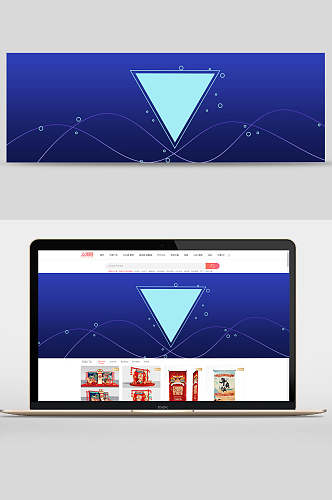 蓝色三角形流线电商banner背景设计