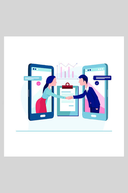 商务线上合作插画素材