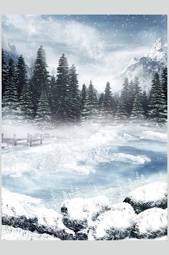 哥特风雪景童话湖水高清图片