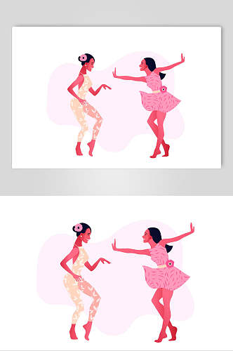 粉色舞蹈插画设计素材