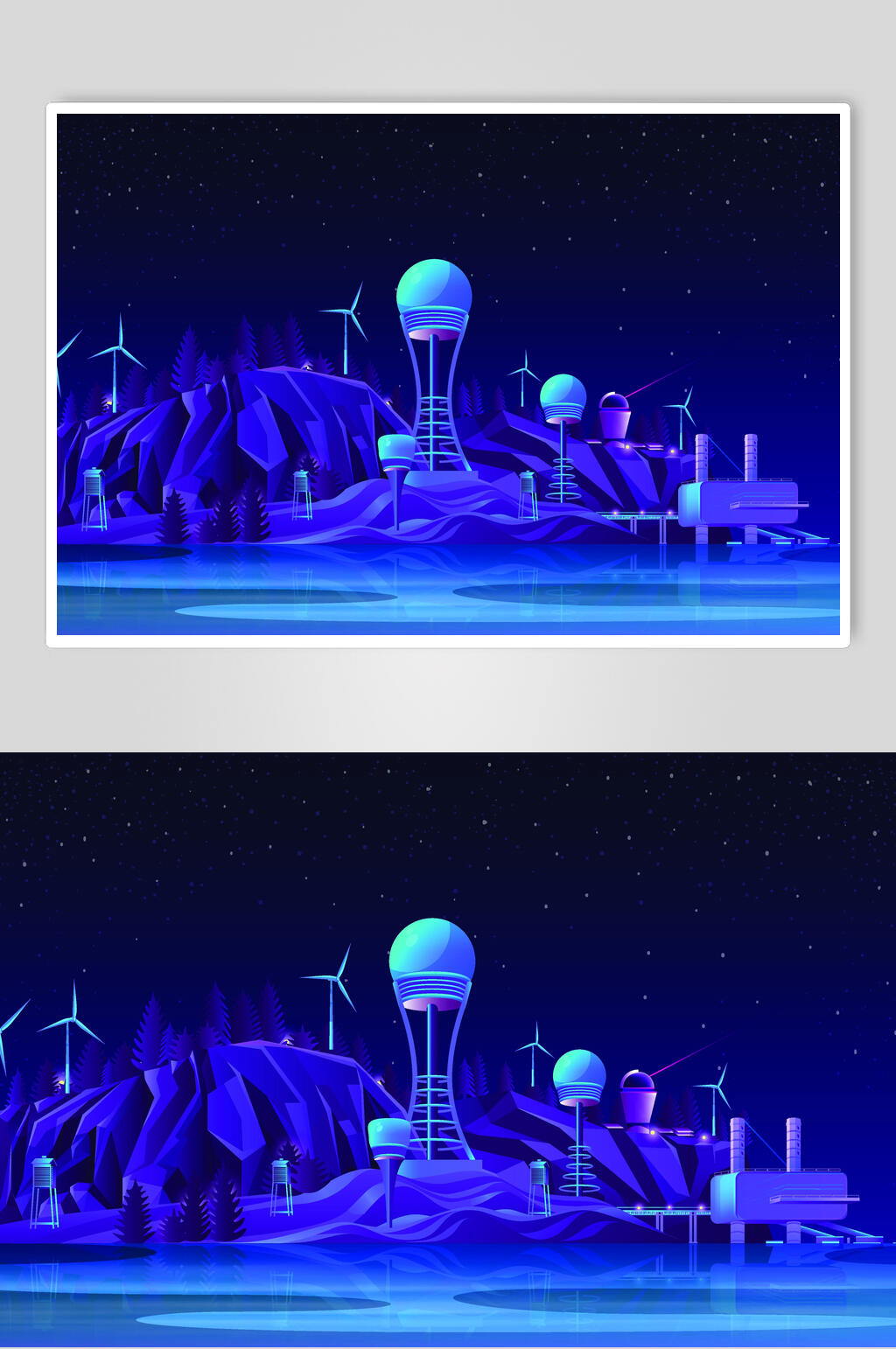 炫彩城市新能源科技海报插画素材素材