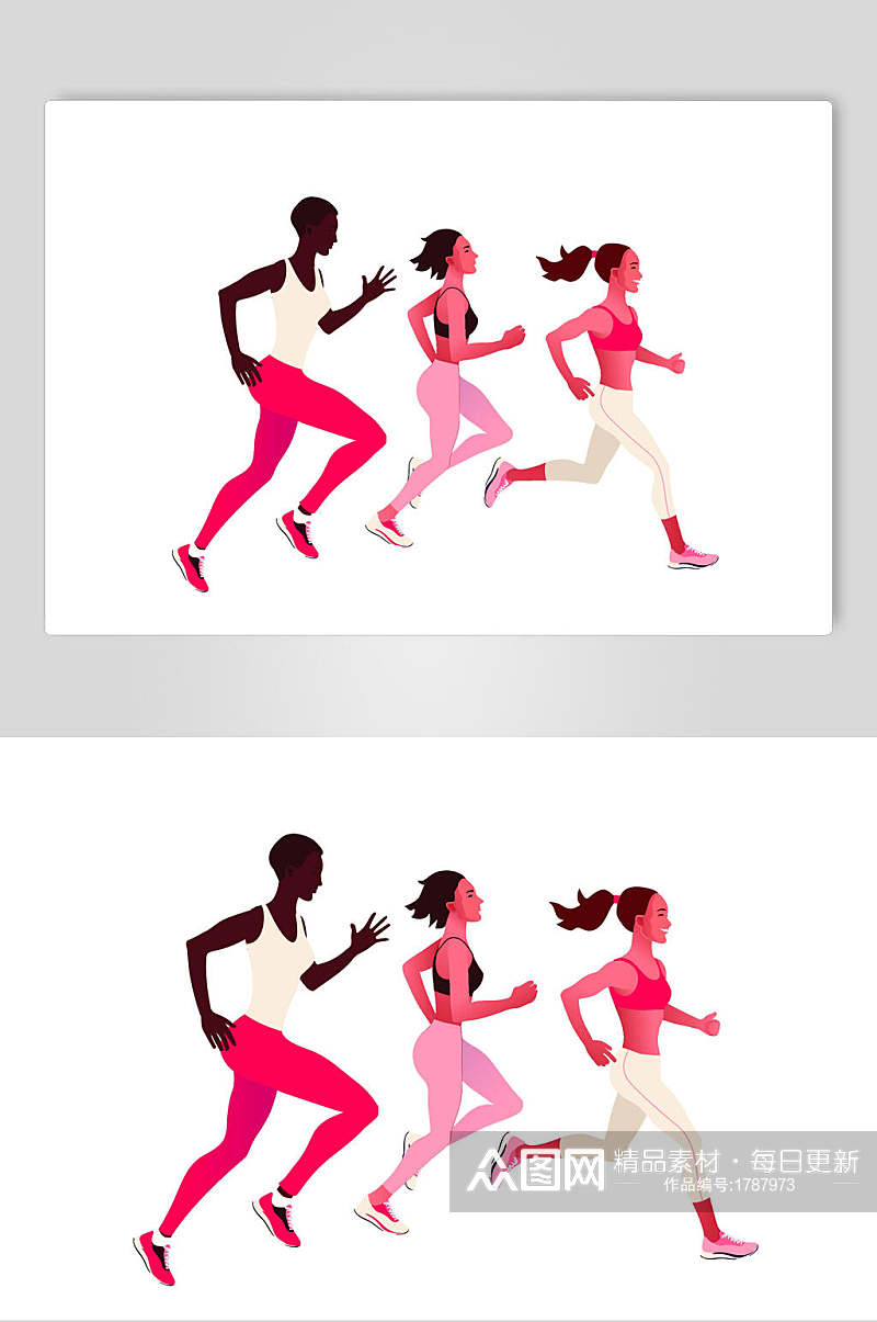跑步马拉松插画设计素材素材
