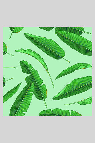 清新绿色花卉植物底纹插画素材