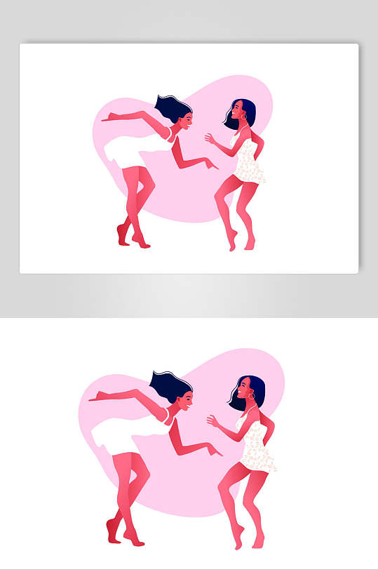 粉红女郎跳舞插画设计