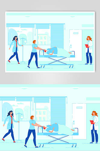 商务插画设计医院和患者设计元素
