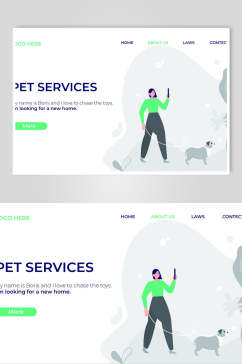 宠物服务商务插画设计素材