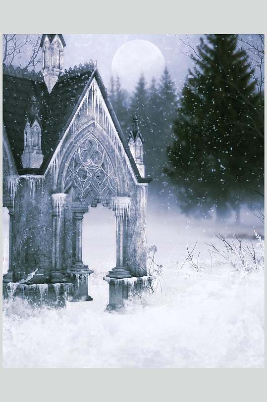 哥特风雪景童话城堡图片