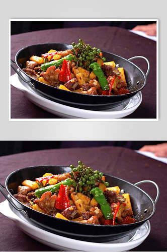 热菜干锅土香鸡美食图片