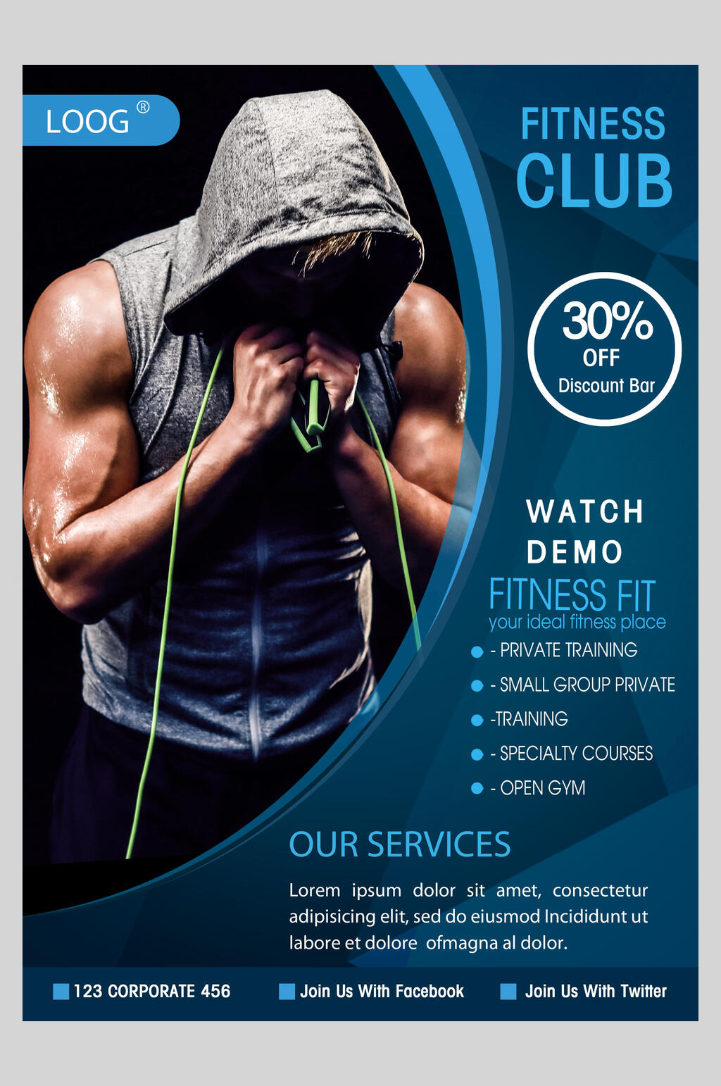 健身俱乐部健身宣传单海报模板下载