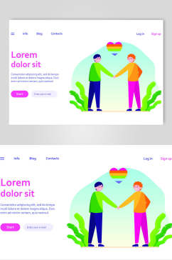 紫色在线交友网页商务插画设计