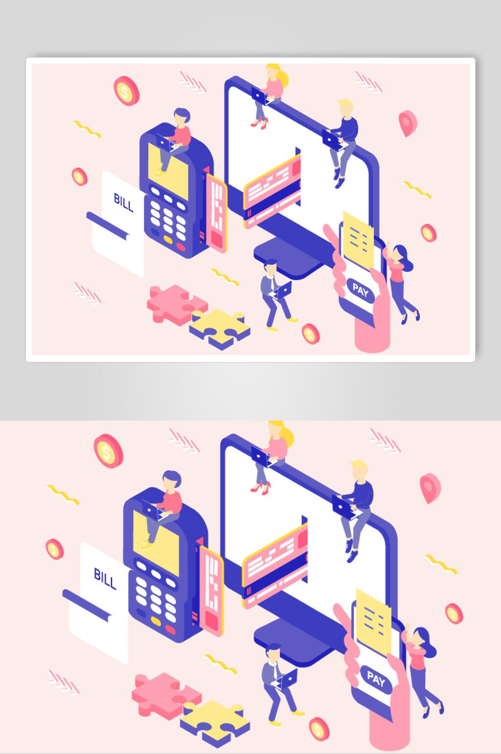 清新扁平化商务办公插画素材素材