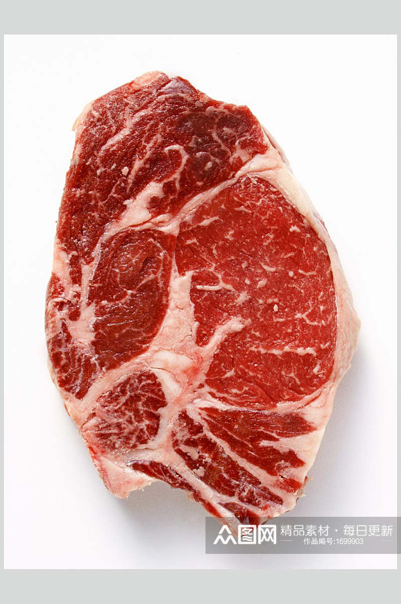 新鲜肉类肥瘦相间牛排食材图片素材