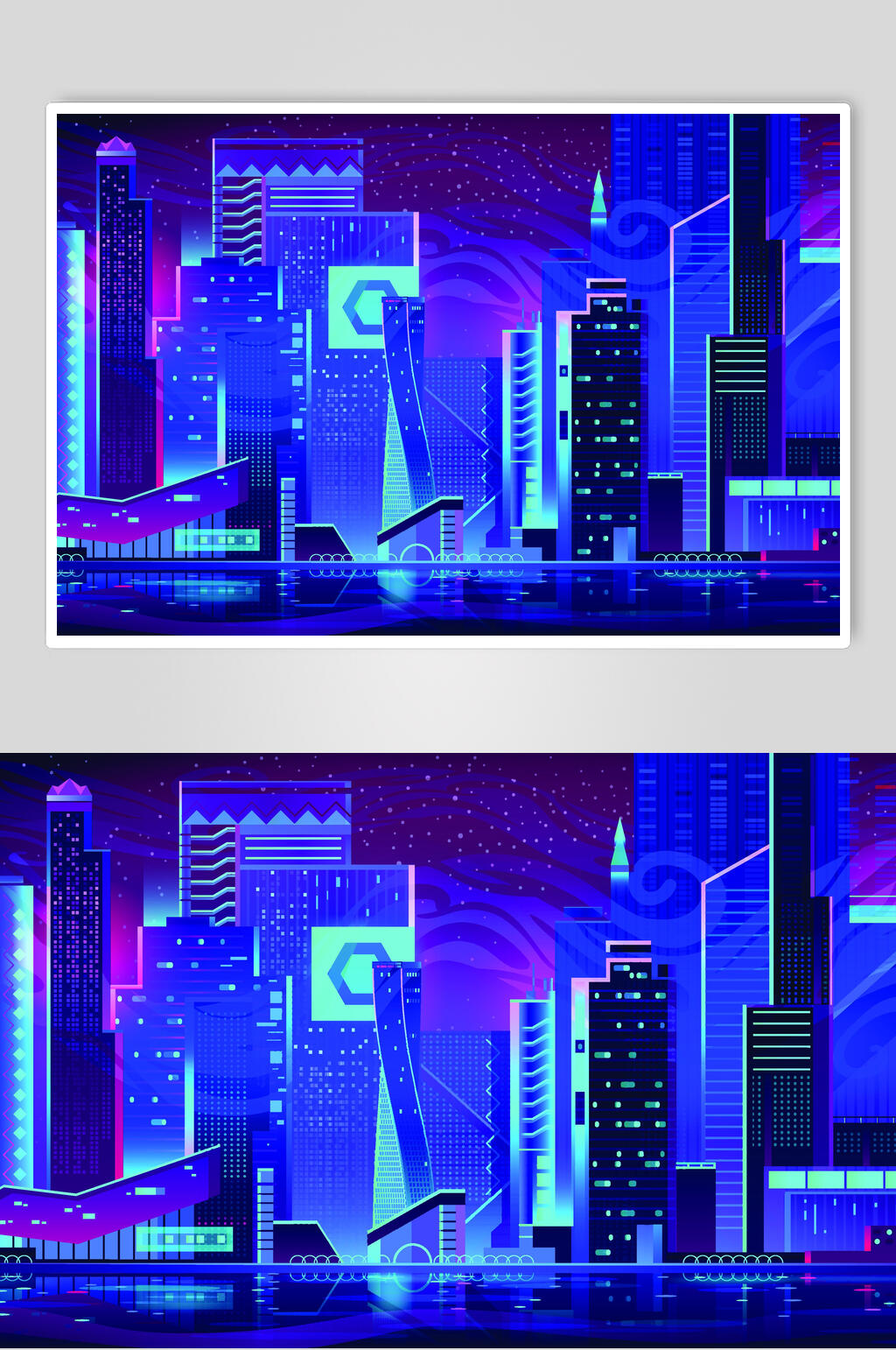 炫彩高端城市海报插画素材素材