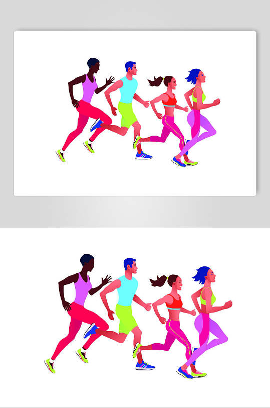 运动跑步插画设计素材