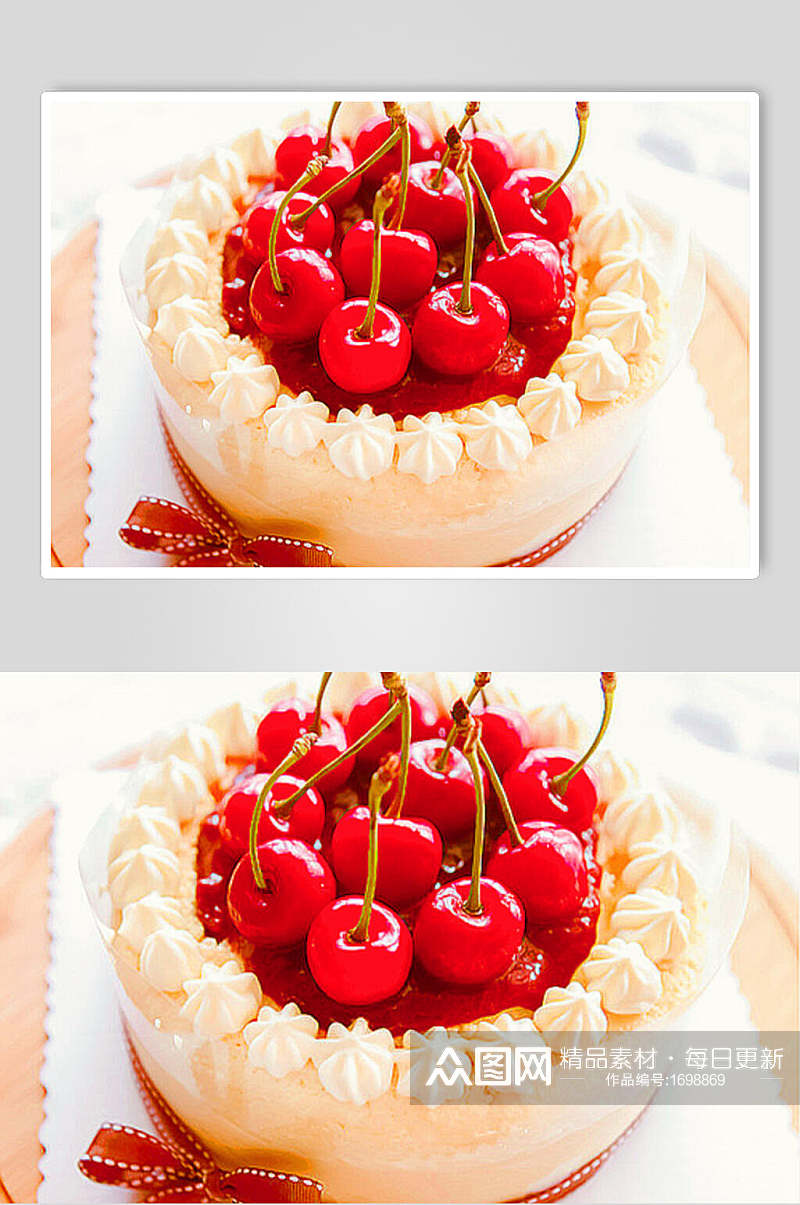 西式糕点樱桃蛋糕美食高清图片素材