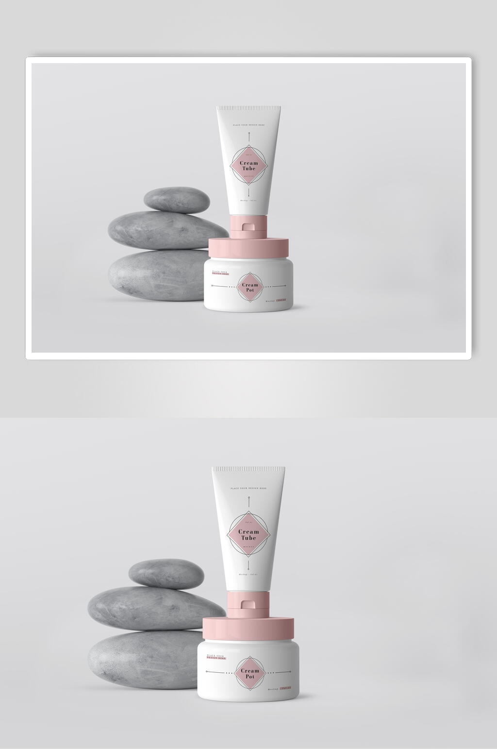 清新时尚简约化妆品包装样机效果图素材