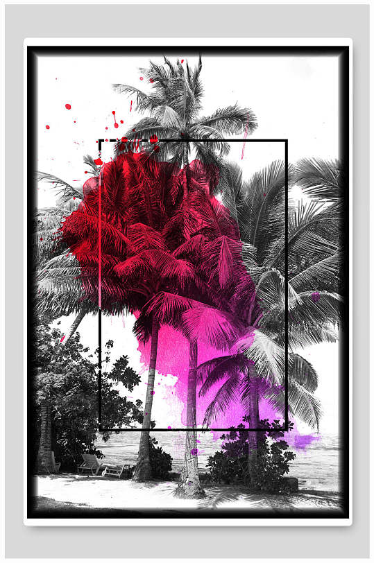 创意国外海滩海报-众图网