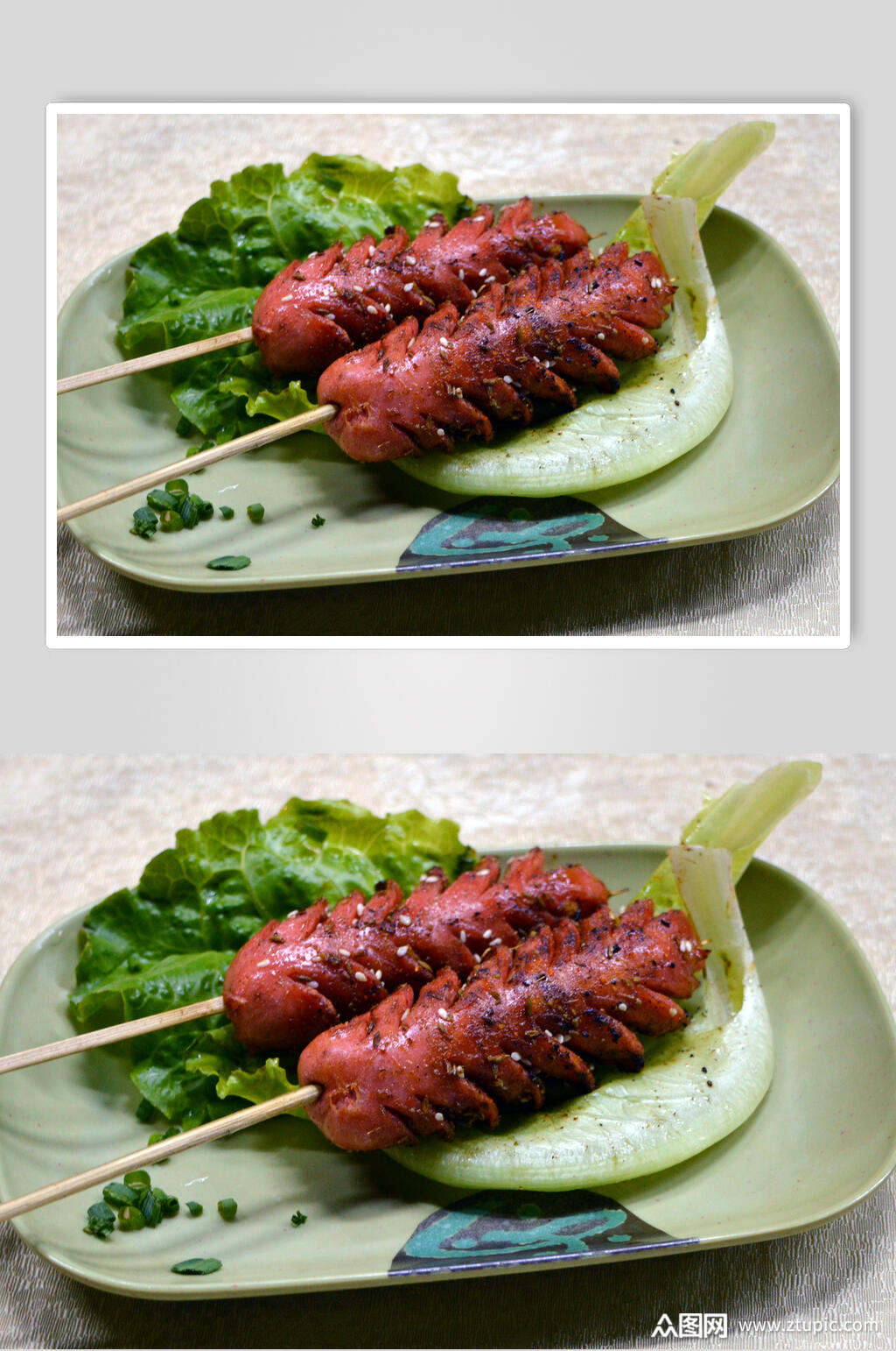 烤热狗台湾香肠美食摄影图片