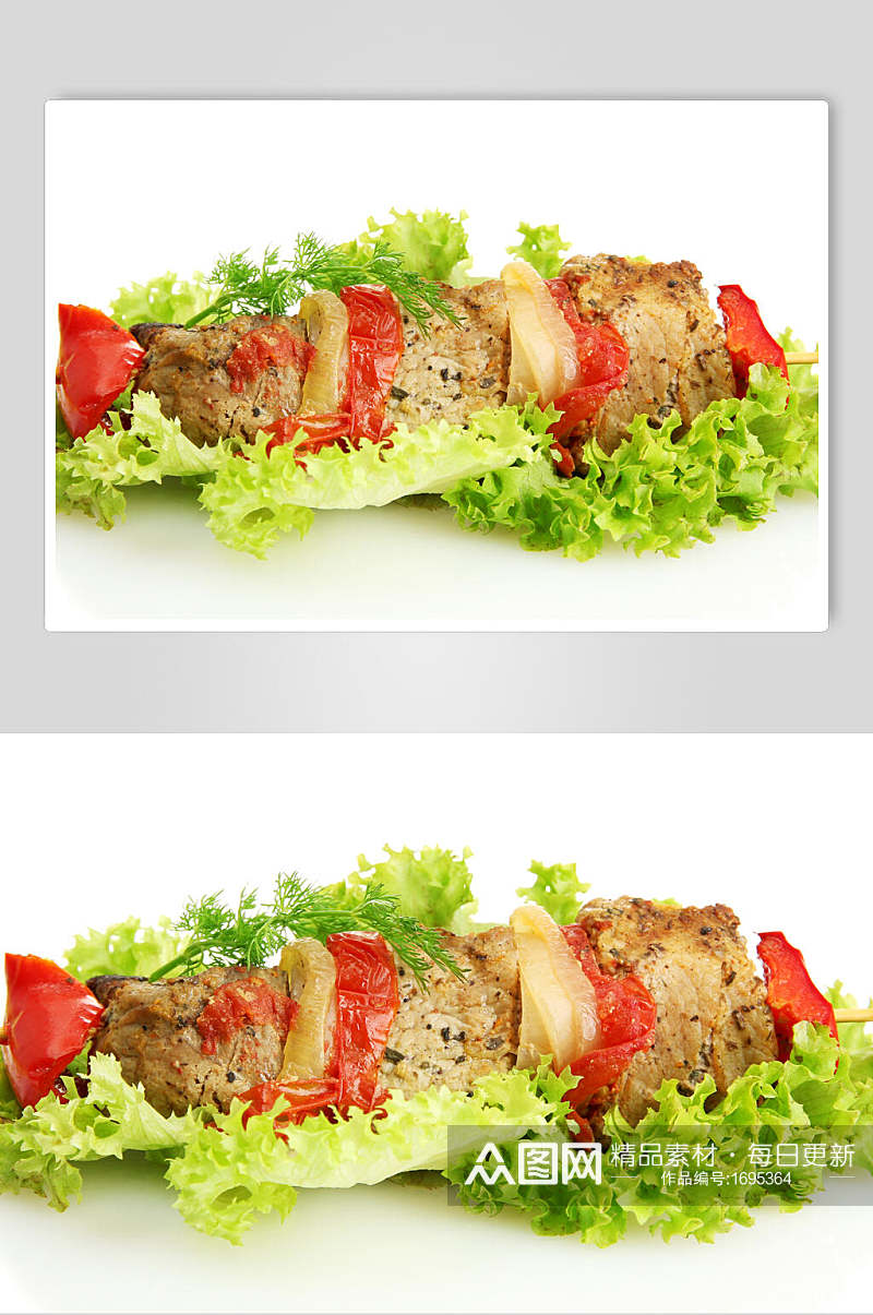五花肉生菜烧烤烤串食品图片素材