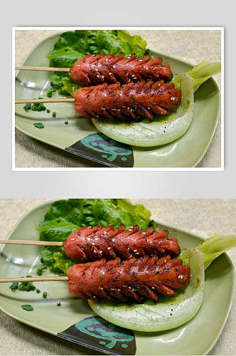 烤热狗台湾香肠美食摄影图片