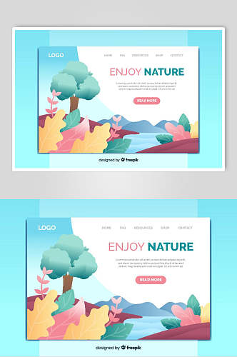 平面风享受自然网页插画设计