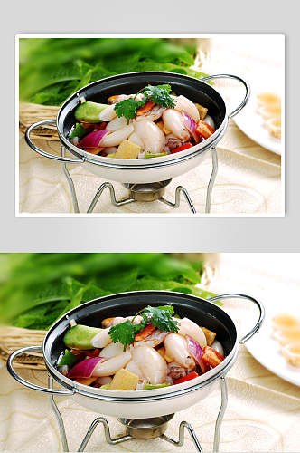 干锅墨鱼美食摄影图片