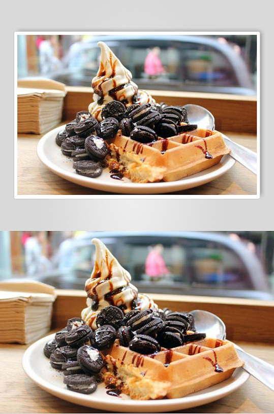 西式糕点甜品华夫饼美食图片